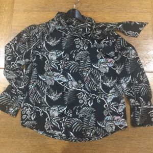 Banana Republic Katinka Floral Tie Neck Blouse